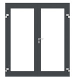 Frontansicht in db703 von Innentür-Set 2-flg. Aluminium Rohrrahmentür ES 50 mit LA-01 inkl. Blockzarge - Hörmann
