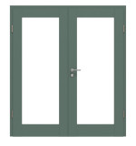 Frontansicht von CLASSEN Doppelflügeltür Frame 5.6 Uni Green Dekorfolie mit Lichtausschnitt inkl. Zarge