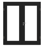 Frontansicht von CLASSEN Doppelflügeltür Frame 5.6 Uni Schwarz Dekorfolie mit Lichtausschnitt inkl. Zarge