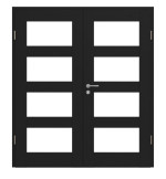 Frontansicht von CLASSEN Doppelflügeltür Frame 5.7 Uni Schwarz Dekorfolie mit Lichtausschnitt inkl. Zarge