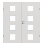 Frontansicht von GARANT Doppelflügeltür inkl. Zarge 0160-60 Silver Grey CPL mit Lichtausschnitt LA-10
