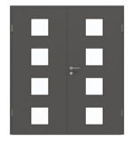 Frontansicht von GARANT Doppelflügeltür inkl. Zarge 10622-60 Ebony CPL mit Lichtausschnitt LA-10