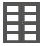 Frontansicht von GARANT Doppelflügeltür inkl. Zarge 10622-60 Ebony CPL mit Lichtausschnitt LA-11