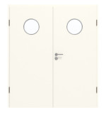 Frontansicht von GARANT Doppelflügeltür inkl. Zarge 0105-60 Pearl White CPL mit Lichtausschnitt LA-12