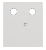 Frontansicht von GARANT Doppelflügeltür inkl. Zarge 0160-60 Silver Grey CPL mit Lichtausschnitt LA-12