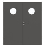 Frontansicht von GARANT Doppelflügeltür inkl. Zarge 10622-60 Ebony CPL mit Lichtausschnitt LA-12