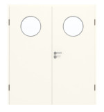 Frontansicht von GARANT Doppelflügeltür inkl. Zarge 0105-60 Pearl White CPL mit Lichtausschnitt LA-13