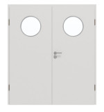 Frontansicht von GARANT Doppelflügeltür inkl. Zarge 0160-60 Silver Grey CPL mit Lichtausschnitt LA-13