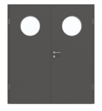 Frontansicht von GARANT Doppelflügeltür inkl. Zarge 10622-60 Ebony CPL mit Lichtausschnitt LA-13