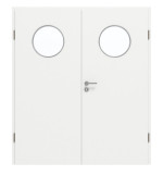 Frontansicht von GARANT Doppelflügeltür inkl. Zarge D354-60 Designer White Resopal mit Lichtausschnitt LA-13