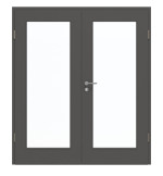 Frontansicht von GARANT Doppelflügeltür inkl. Zarge 10622-60 Ebony CPL mit Lichtausschnitt LA-2