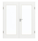 Frontansicht von GARANT Doppelflügeltür inkl. Zarge D354-60 Designer White Resopal mit Lichtausschnitt LA-2