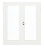 Frontansicht von GARANT Doppelflügeltür inkl. Zarge D354-60 Designer White Resopal mit Lichtausschnitt LA-2 Sprosse SP0