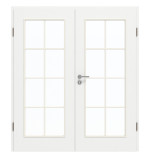 Frontansicht von GARANT Doppelflügeltür inkl. Zarge D354-60 Designer White Resopal mit Lichtausschnitt LA-2 Sprosse SP1