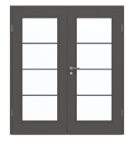 Frontansicht von GARANT Doppelflügeltür inkl. Zarge 10622-60 Ebony CPL mit Lichtausschnitt LA-2 Sprosse SP10