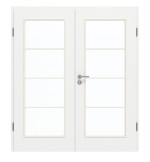 Frontansicht von GARANT Doppelflügeltür inkl. Zarge D354-60 Designer White Resopal mit Lichtausschnitt LA-2 Sprosse SP10
