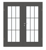 Frontansicht von GARANT Doppelflügeltür inkl. Zarge 10622-60 Ebony CPL mit Lichtausschnitt LA-2 Sprosse SP2