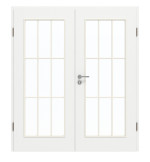 Frontansicht von GARANT Doppelflügeltür inkl. Zarge D354-60 Designer White Resopal mit Lichtausschnitt LA-2 Sprosse SP2