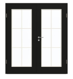 Frontansicht von GARANT Doppelflügeltür inkl. Zarge 0901-60 Black Resopal mit Lichtausschnitt LA-2 Sprosse SP4
