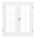 Frontansicht von GARANT Doppelflügeltür inkl. Zarge D354-60 Designer White Resopal mit Lichtausschnitt LA-2 Sprosse SP4
