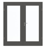 Frontansicht von GARANT Doppelflügeltür inkl. Zarge 10622-60 Ebony CPL mit Lichtausschnitt LA-3