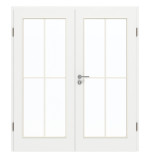 Frontansicht von GARANT Doppelflügeltür inkl. Zarge D354-60 Designer White Resopal mit Lichtausschnitt LA-3 Sprosse SP0