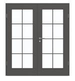 Frontansicht von GARANT Doppelflügeltür inkl. Zarge 10622-60 Ebony CPL mit Lichtausschnitt LA-3 Sprosse SP1