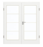 Frontansicht von GARANT Doppelflügeltür inkl. Zarge D354-60 Designer White Resopal mit Lichtausschnitt LA-3 Sprosse SP10
