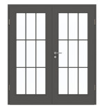 Frontansicht von GARANT Doppelflügeltür inkl. Zarge 10622-60 Ebony CPL mit Lichtausschnitt LA-3 Sprosse SP2