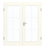 Frontansicht von GARANT Doppelflügeltür inkl. Zarge 0105-60 Pearl White CPL mit Lichtausschnitt LA-3 Sprosse SP4