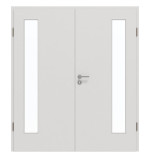 Frontansicht von GARANT Doppelflügeltür inkl. Zarge 0160-60 Silver Grey CPL mit Lichtausschnitt LA-4 bandseitig