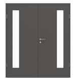 Frontansicht von GARANT Doppelflügeltür inkl. Zarge 10622-60 Ebony CPL mit Lichtausschnitt LA-4 bandseitig