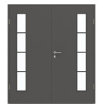Frontansicht von GARANT Doppelflügeltür inkl. Zarge 10622-60 Ebony CPL mit Lichtausschnitt LA-4 bandseitig Sprosse SP10