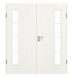 Frontansicht von GARANT Doppelflügeltür inkl. Zarge Authentic Bianco GCK08 mit Lichtausschnitt LA-4 bandseitig Sprosse SP10
