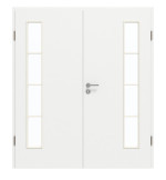 Frontansicht von GARANT Doppelflügeltür inkl. Zarge D354-60 Designer White Resopal mit Lichtausschnitt LA-4 bandseitig Sprosse SP10