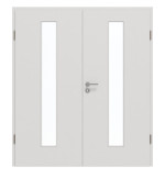 Frontansicht von GARANT Doppelflügeltür inkl. Zarge 0160-60 Silver Grey CPL mit Lichtausschnitt LA-4 mittig