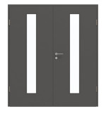 Frontansicht von GARANT Doppelflügeltür inkl. Zarge 10622-60 Ebony CPL mit Lichtausschnitt LA-4 mittig