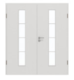 Frontansicht von GARANT Doppelflügeltür inkl. Zarge 0160-60 Silver Grey CPL mit Lichtausschnitt LA-4 mittig Sprosse SP10