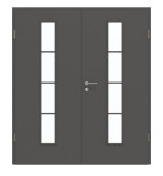 Frontansicht von GARANT Doppelflügeltür inkl. Zarge 10622-60 Ebony CPL mit Lichtausschnitt LA-4 mittig Sprosse SP10