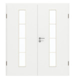 Frontansicht von GARANT Doppelflügeltür inkl. Zarge D354-60 Designer White Resopal mit Lichtausschnitt LA-4 mittig Sprosse SP10