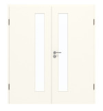 Frontansicht von GARANT Doppelflügeltür inkl. Zarge 0105-60 Pearl White CPL mit Lichtausschnitt LA-4 schlossseitig