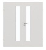 Frontansicht von GARANT Doppelflügeltür inkl. Zarge 0160-60 Silver Grey CPL mit Lichtausschnitt LA-4 schlossseitig