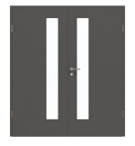 Frontansicht von GARANT Doppelflügeltür inkl. Zarge 10622-60 Ebony CPL mit Lichtausschnitt LA-4 schlossseitig