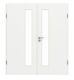 Frontansicht von GARANT Doppelflügeltür inkl. Zarge D354-60 Designer White Resopal mit Lichtausschnitt LA-4 schlossseitig