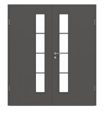 Frontansicht von GARANT Doppelflügeltür inkl. Zarge 10622-60 Ebony CPL mit Lichtausschnitt LA-4 schlossseitig Sprosse SP10