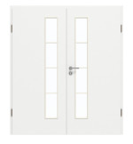 Frontansicht von GARANT Doppelflügeltür inkl. Zarge D354-60 Designer White Resopal mit Lichtausschnitt LA-4 schlossseitig Sprosse SP10