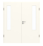 Frontansicht von GARANT Doppelflügeltür inkl. Zarge 0105-60 Pearl White CPL mit Lichtausschnitt LA-5 bandseitig