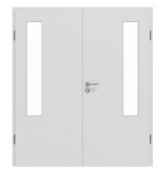 Frontansicht von GARANT Doppelflügeltür inkl. Zarge 0160-60 Silver Grey CPL mit Lichtausschnitt LA-5 bandseitig