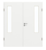 Frontansicht von GARANT Doppelflügeltür inkl. Zarge D354-60 Designer White Resopal mit Lichtausschnitt LA-5 bandseitig