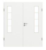 Frontansicht von GARANT Doppelflügeltür inkl. Zarge D354-60 Designer White Resopal mit Lichtausschnitt LA-5 bandseitig Sprosse SP10